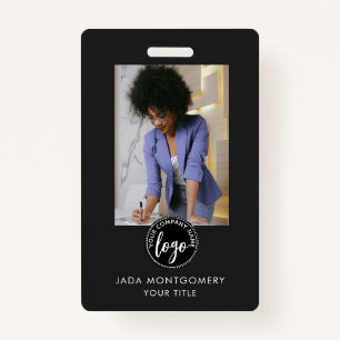 Modern Photo Logo Black ID Badge