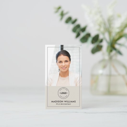 Modern Photo Logo QR Code Visitekaartje (Staand voorkant)