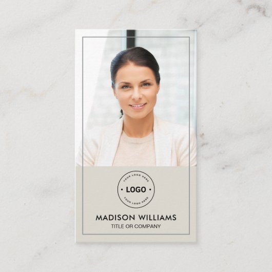 Modern Photo Logo QR Code Visitekaartje (Voorkant)