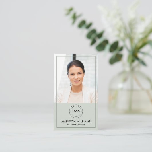 Modern Photo Logo QR Code Visitekaartje (Staand voorkant)