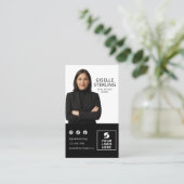 Modern Photo Logo Real Estate Agent Black White Visitekaartje (Staand voorkant)
