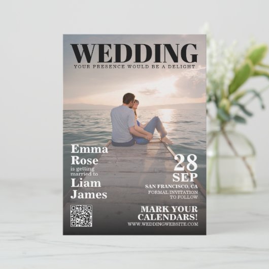 Modern Photo Magazine Hoesje Unique Bewaar de datu Save The Date (Staand voorkant)