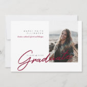 Modern Photo Maroon Afstuderen Aankondiging (Voorkant)