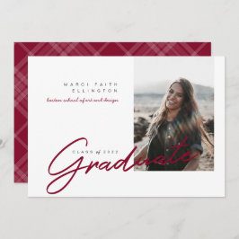 Modern Photo Maroon Afstuderen Aankondiging