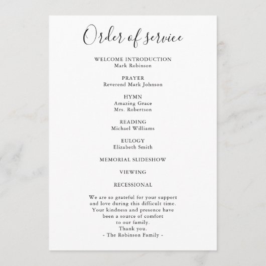 Modern Photo Memorial Floral Order of Service Programmakaart (Achterkant)