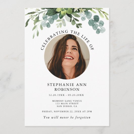 Modern Photo Memorial Floral Order of Service Programmakaart (Voorkant)