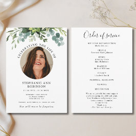 Modern Photo Memorial Floral Order of Service Programmakaart