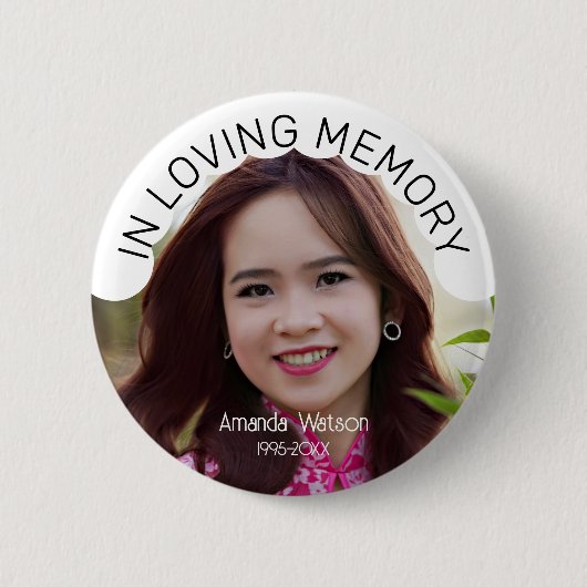 Modern Photo Memorial Tribute Funeral Ronde Button 5,7 Cm (Voorkant)