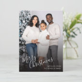 Modern Photo Merry Christmas Flat Greeting Card Bedankkaart (Staand voorkant)