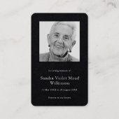 Modern photo minimalist memorial prayer card  visitekaartje (Voorkant)