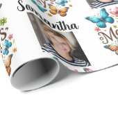 Modern Photo Name Happy Mothers Day Cadeaupapier (Rol Hoek)