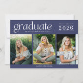 Modern Photo Navy Blue High School Afstuderen (Voorkant)