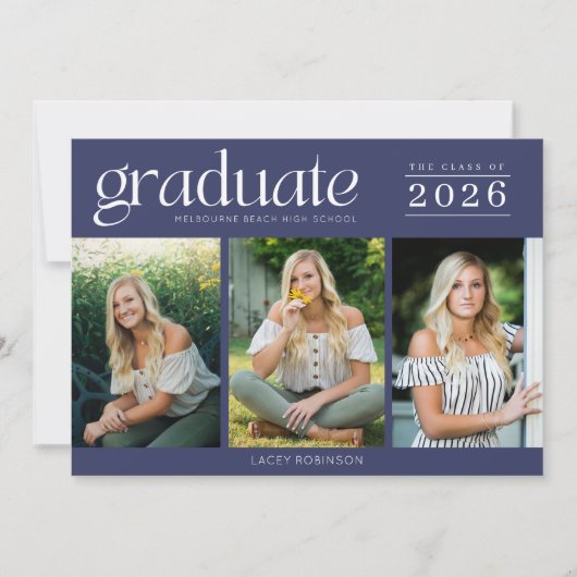 Modern Photo Navy Blue High School Afstuderen (Voorkant)