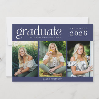 Modern Photo Navy Blue High School Afstuderen