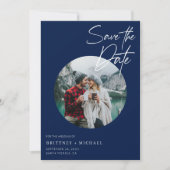 Modern Photo Navy Blue Save The Date (Voorkant)
