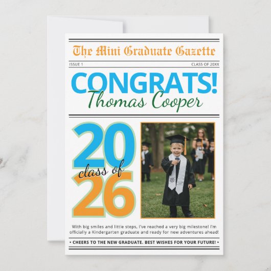 Modern Photo Newspaper Graduation Announcement Kaart (Voorkant)