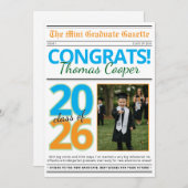 Modern Photo Newspaper Graduation Announcement Kaart (Voorkant / Achterkant)