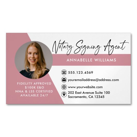 Modern Photo Notary Signing Agent  Magnetisch Visitekaartje (Voorkant)