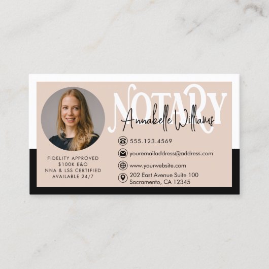 Modern Photo Notary Signing Agent Visitekaartje (Voorkant)