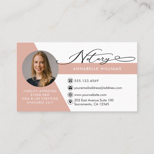 Modern Photo Notary Signing Agent Visitekaartje (Achterkant)