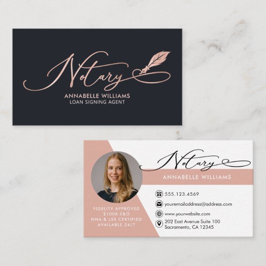 Modern Photo Notary Signing Agent Visitekaartje (Voorkant / Achterkant)