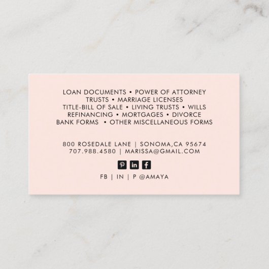 Modern Photo Notary Signing Agent Visitekaartje (Achterkant)