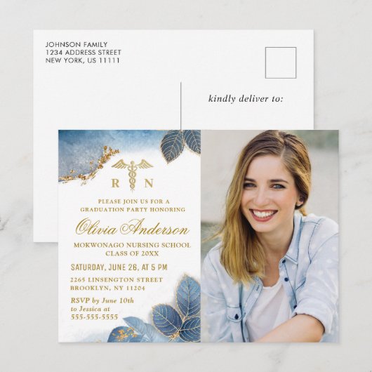 Modern PHOTO Nursing School Afstuderen Briefkaart (Voorkant / Achterkant)