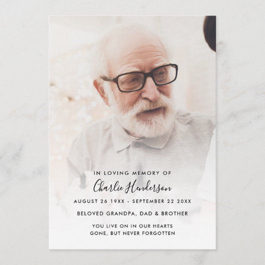 Modern Photo Order of Service Funeral Programmakaart (Voorkant)