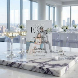 Modern Photo Overlay Black Calligraphy Wedding  Kaart