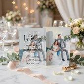 Modern Photo Overlay Black Calligraphy Wedding  Kaart