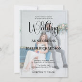 Modern Photo Overlay Black Calligraphy Wedding  Kaart (Voorkant)