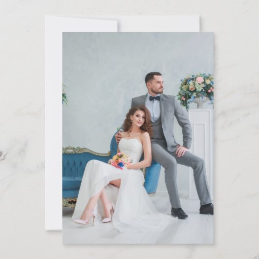 Modern Photo Overlay Black Calligraphy Wedding  Kaart (Achterkant)