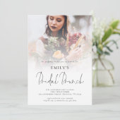 Modern Photo Overlay Script Bridal Brunch Kaart (Staand voorkant)