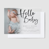 Modern Photo Overlay Script Geboorteaankondiging Vellum Uitnodigingen (Offset)