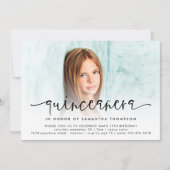 Modern Photo Overlay Script Quinceañera Kaart (Voorkant)