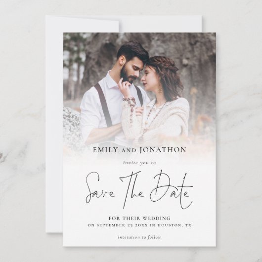 Modern Photo Overlay Script Save The Date (Voorkant)