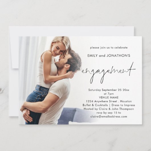 Modern Photo Overlay Verloving Invitation Kaart (Voorkant)