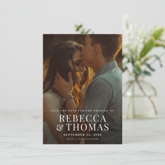 Modern Photo Overlay Wedding Save The Date (Staand voorkant)