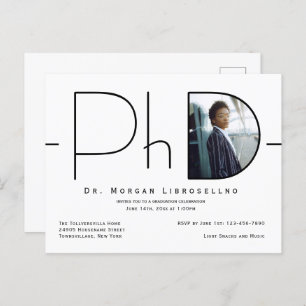 Modern Photo PhD-Afstuderen Uitnodiging Briefkaart