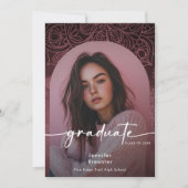 Modern Photo Pink Mandala Afstuderen Aankondiging (Voorkant)