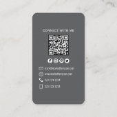 Modern Photo QR Code Connect With Me Minimal Visitekaartje (Achterkant)