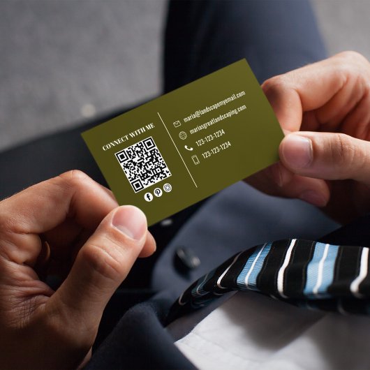 Modern Photo QR Code Custom Green Visitekaartje