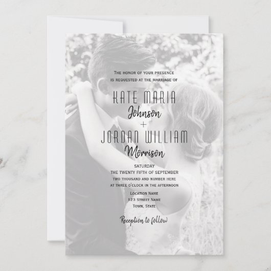 Modern Photo QR Code Wedding Kaart (Voorkant)