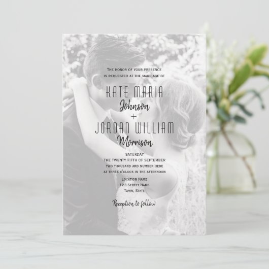 Modern Photo QR Code Wedding Kaart (Staand voorkant)