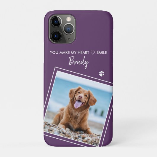 Modern Photo Quote Dog Paars Case-Mate iPhone Case (Achterkant)