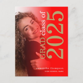 Modern Photo Red Gold 2023 Afstuderen Aankondigingskaart