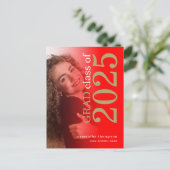Modern Photo Red Gold 2023 Afstuderen Aankondigingskaart (Staand voorkant)