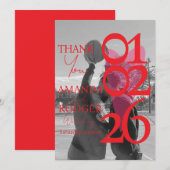 Modern Photo Red Pink Typography  Bedankkaart (Voorkant / Achterkant)