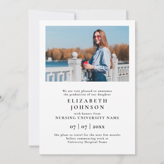 Modern Photo RN Nursing Afstuderen Aankondiging (Achterkant)