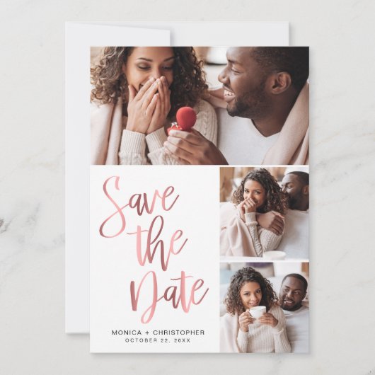 Modern Photo Roos Gold Script Save The Date (Voorkant)